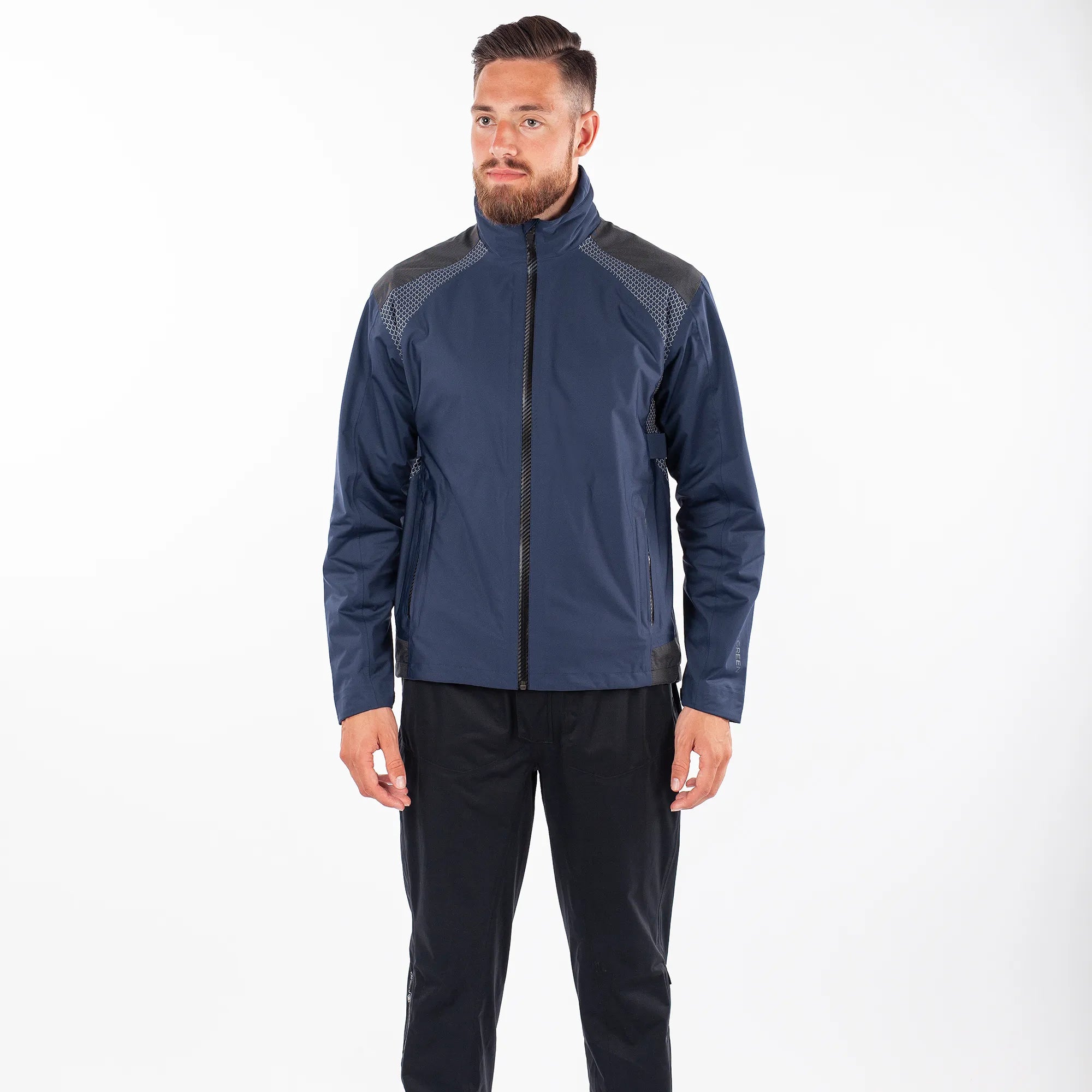 Action is a Waterproof golf jacket for Men in the color Navy(2)