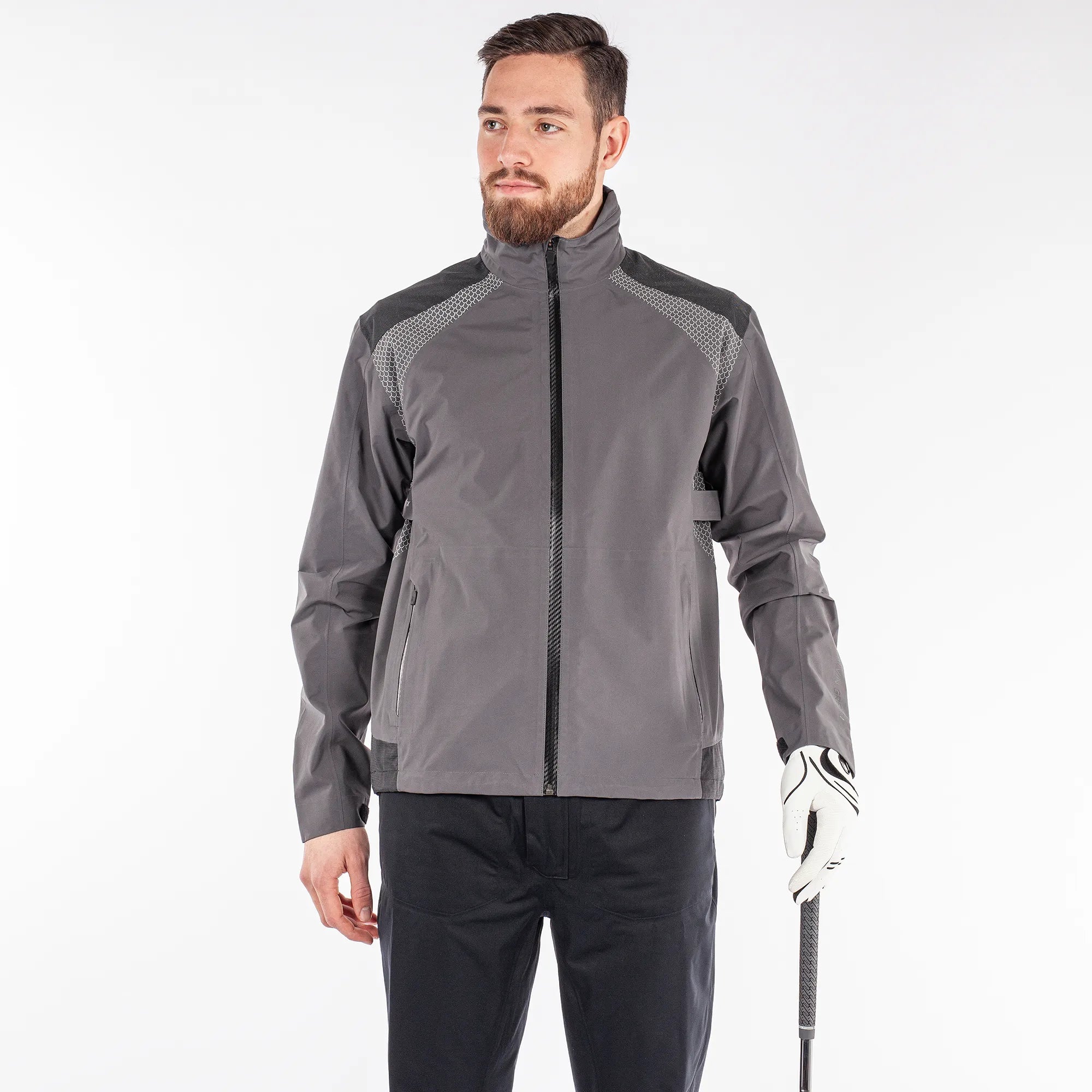 Action is a Waterproof golf jacket for Men in the color Forged Iron(1)