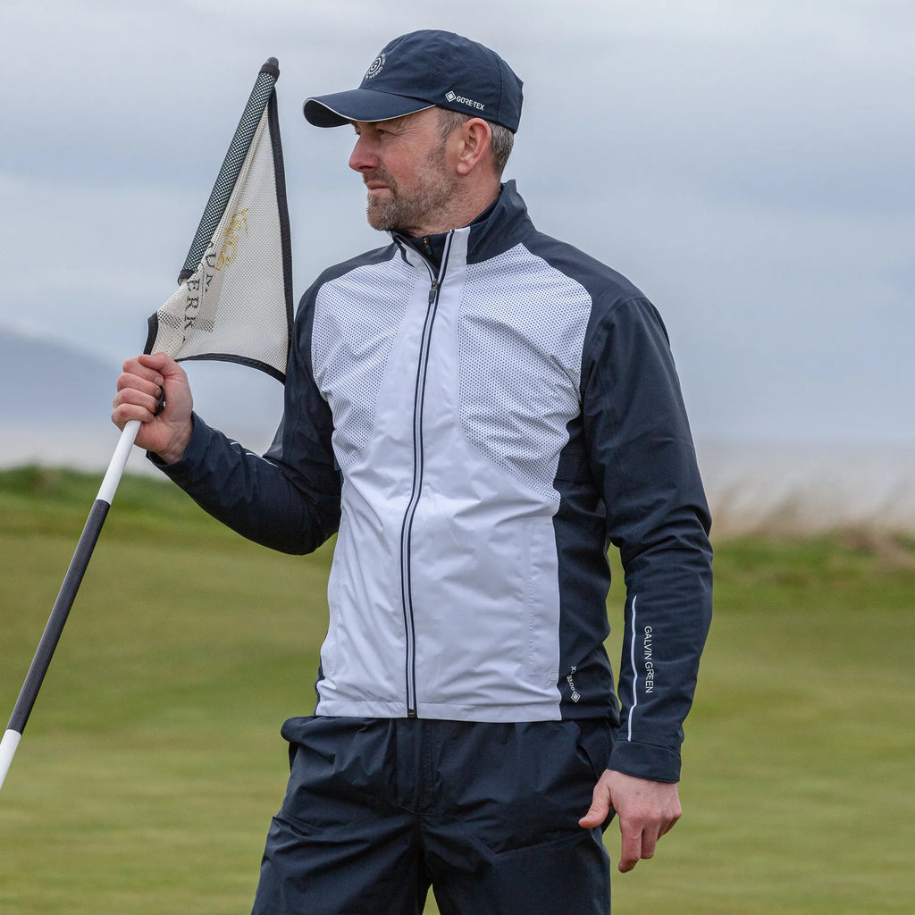 Albert is a Waterproof golf jacket for Men in the color Navy/White(10)