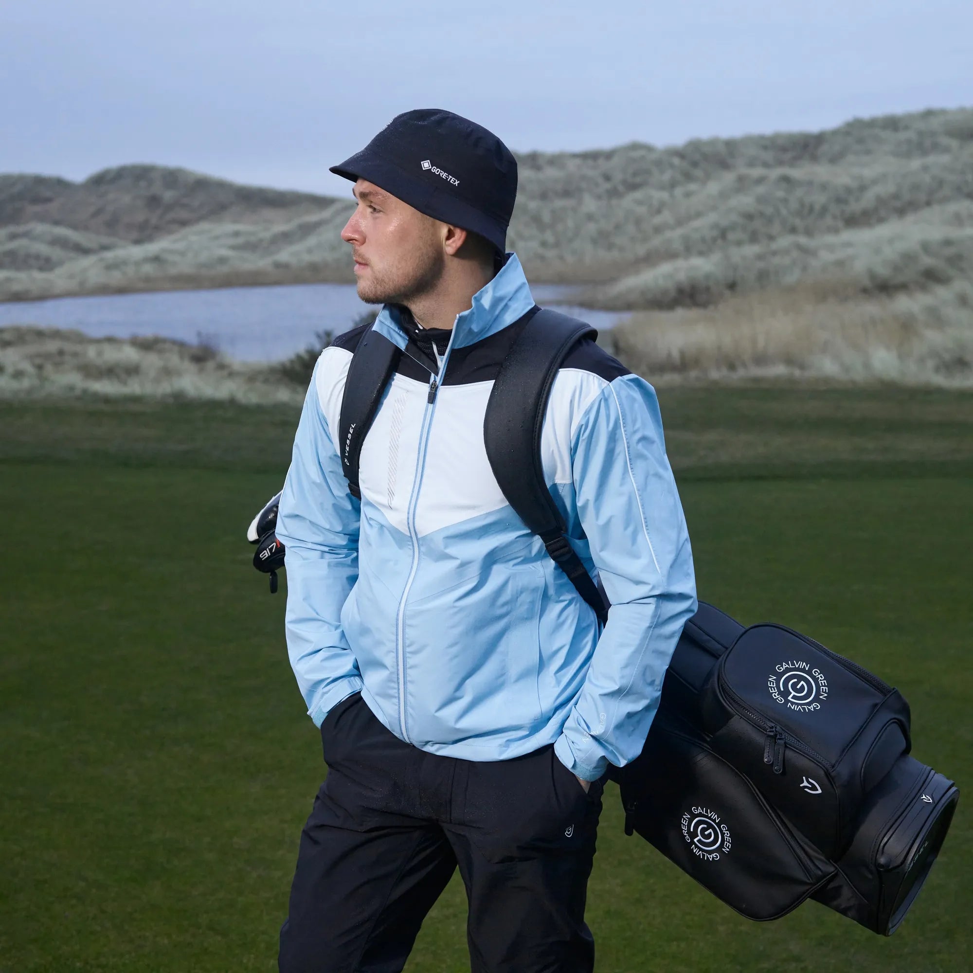 Armstrong is a Waterproof golf jacket for Men in the color Amazing Blue(2)