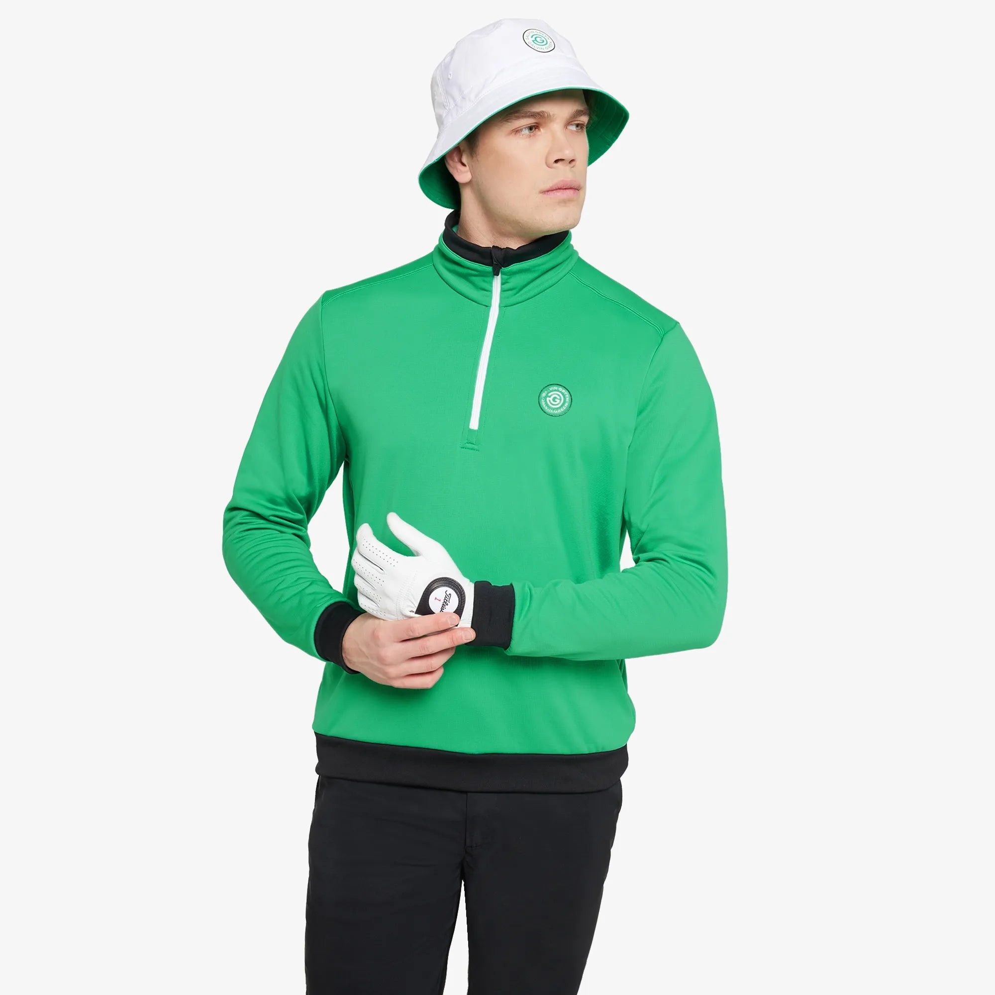 Dario is a Insulating golf mid layer for Men in the color Golf Green/White(1)