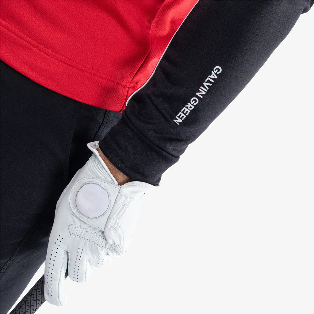 Dave is a Insulating golf mid layer for Men in the color Red/Black(4)