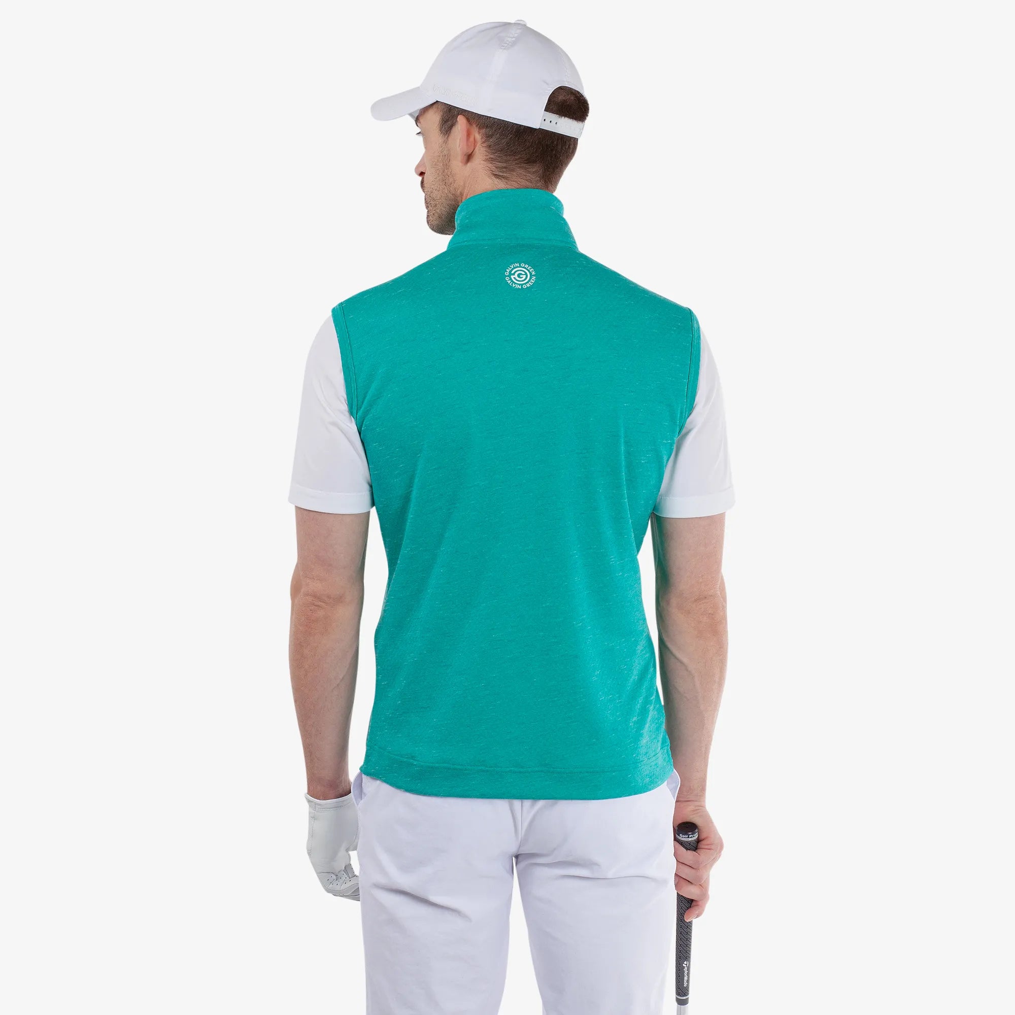 Del is a Insulating golf vest for Men in the color Atlantis Green Melange(4)
