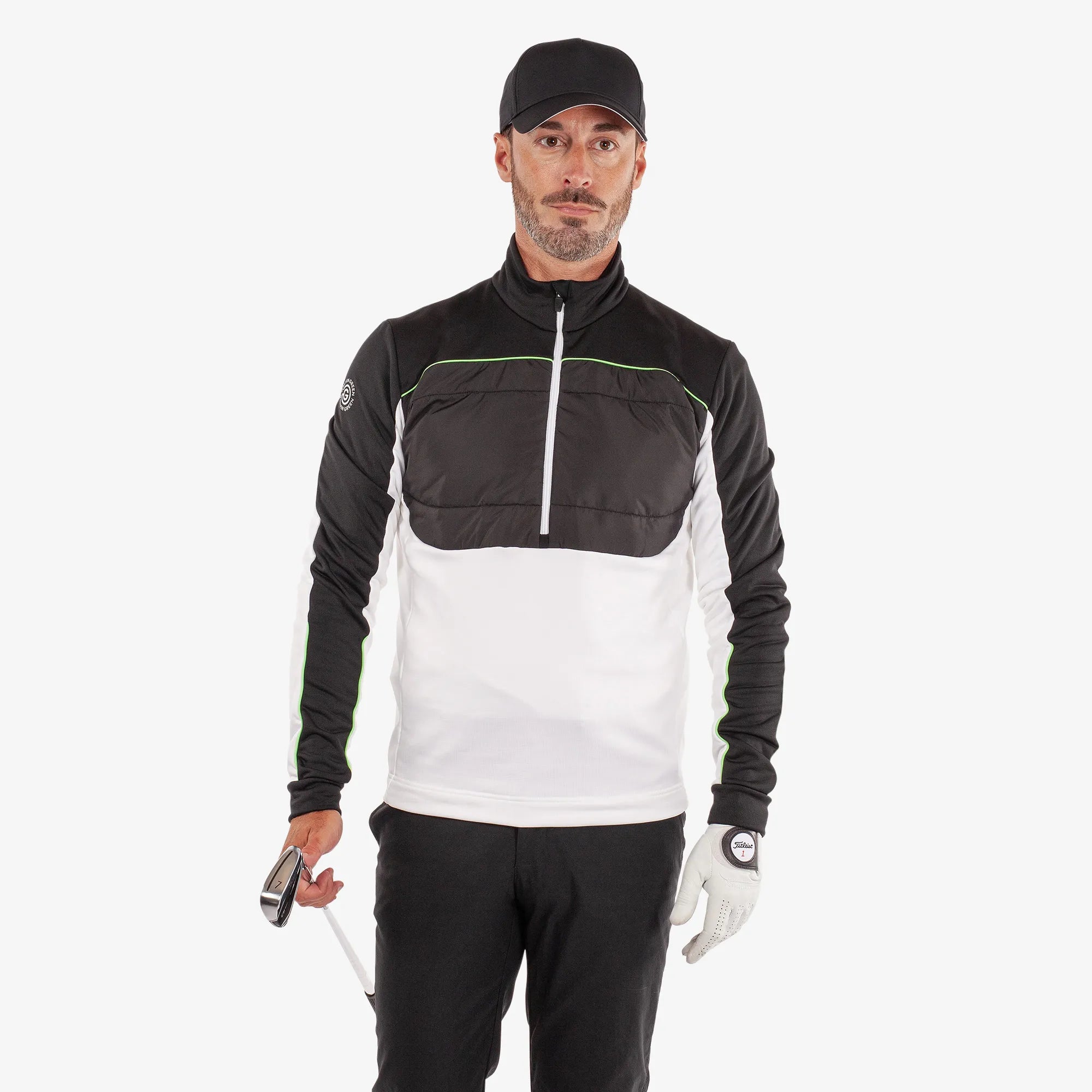 Douglas is a Insulating golf mid layer for Men in the color White/Black(1)