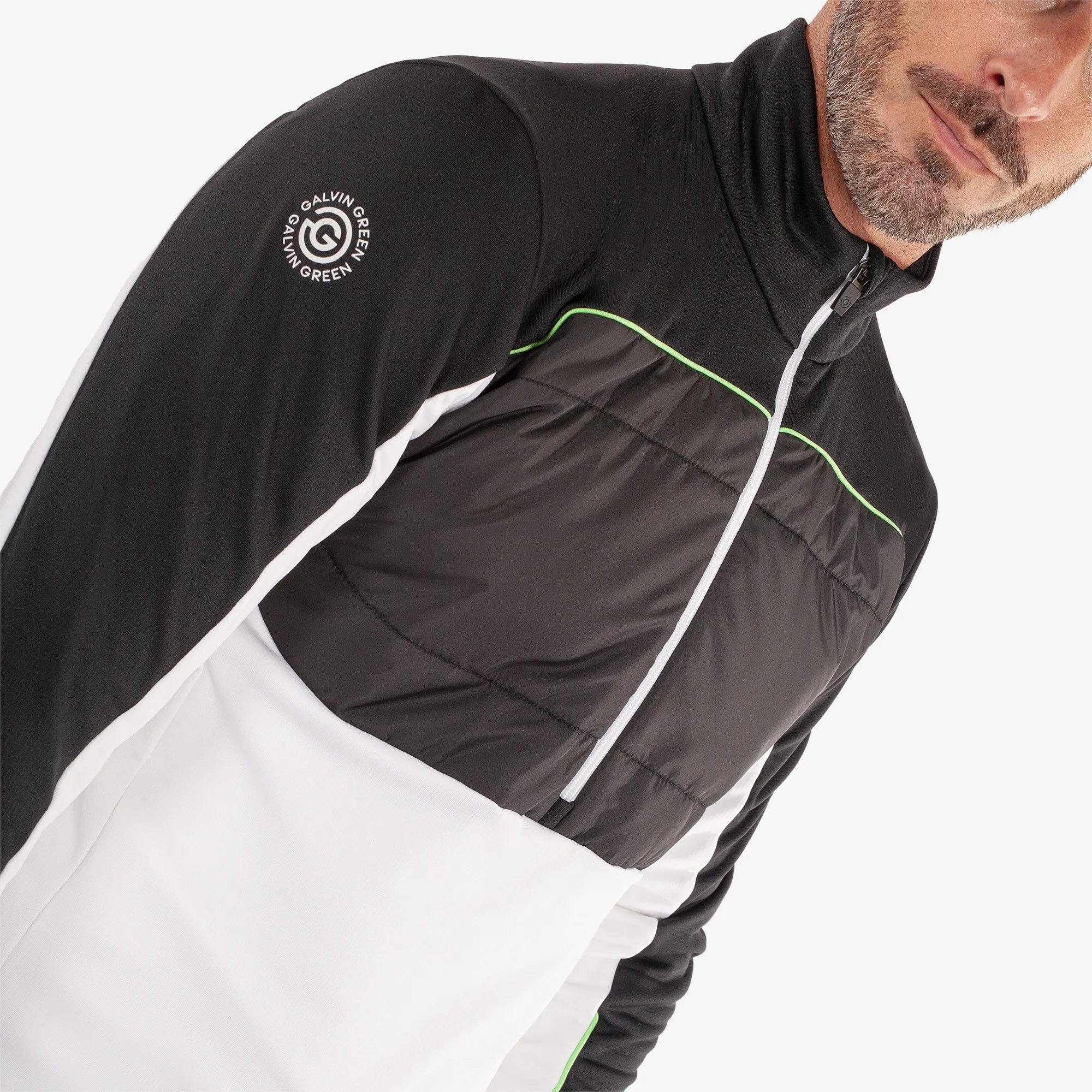 Douglas is a Insulating golf mid layer for Men in the color White/Black(3)