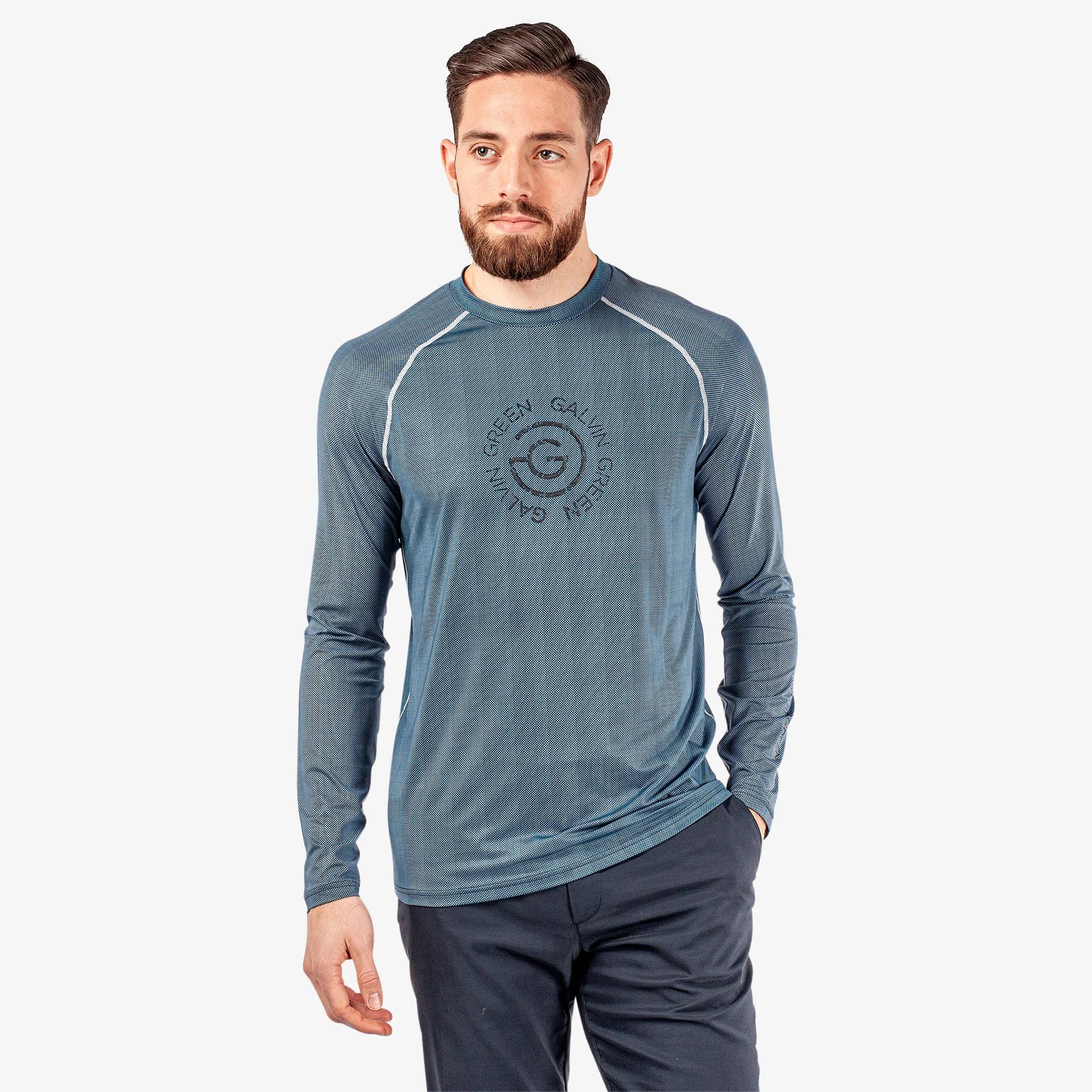 Enzo is a UV protection golf top for Men in the color Navy/Blue(2)