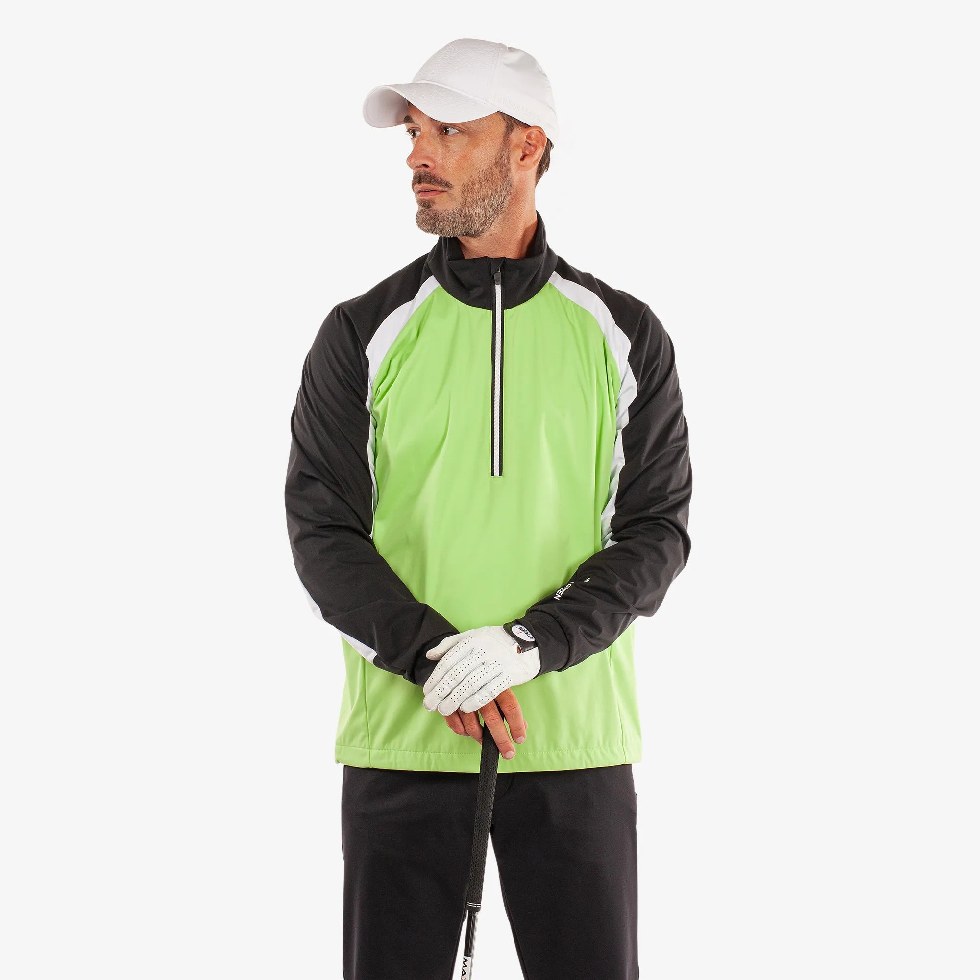 Laurent is a Windproof and water repellent golf jacket for Men in the color Fresh Green/Black(1)