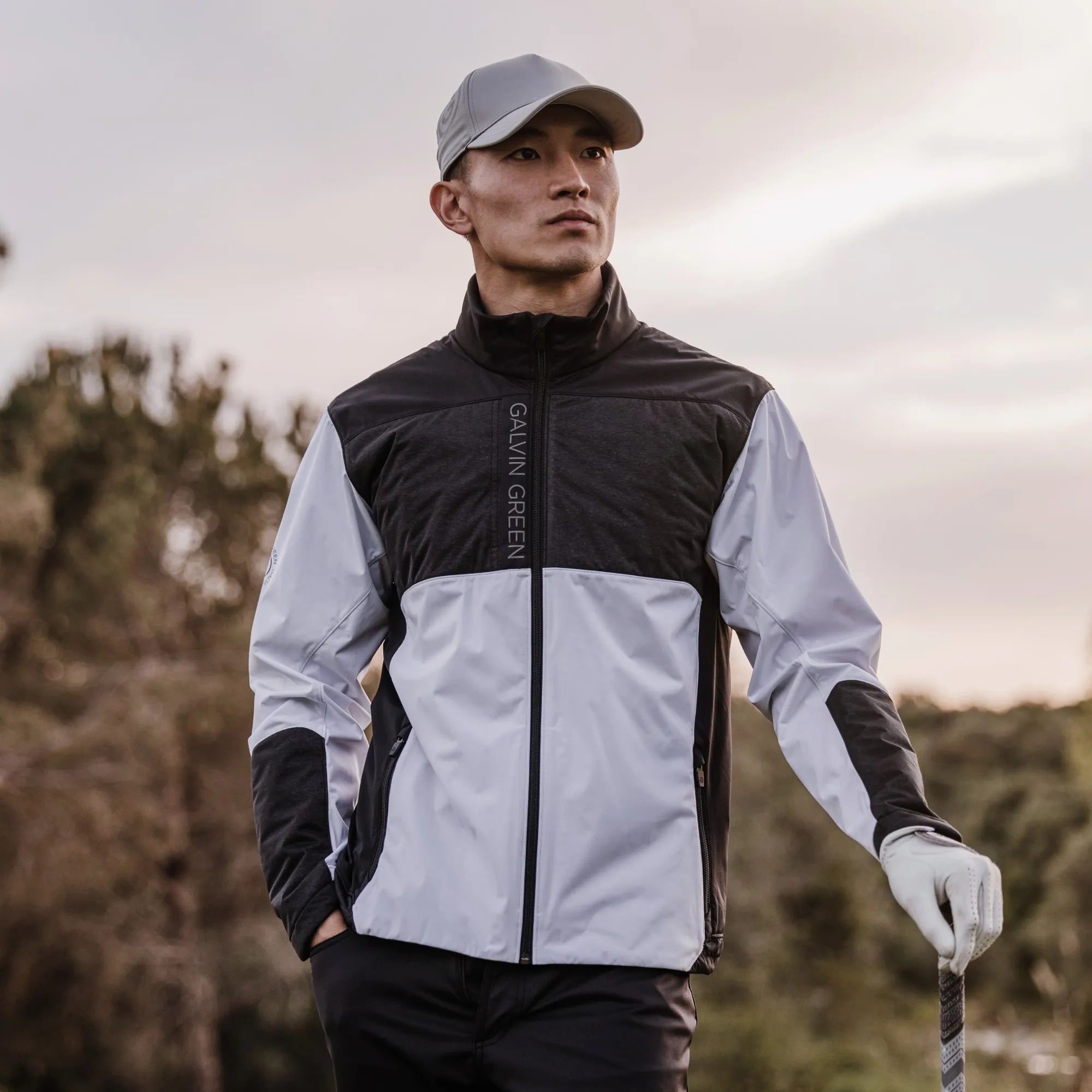 Layton is a Windproof and water repellent golf jacket for Men in the color White/Black(9)