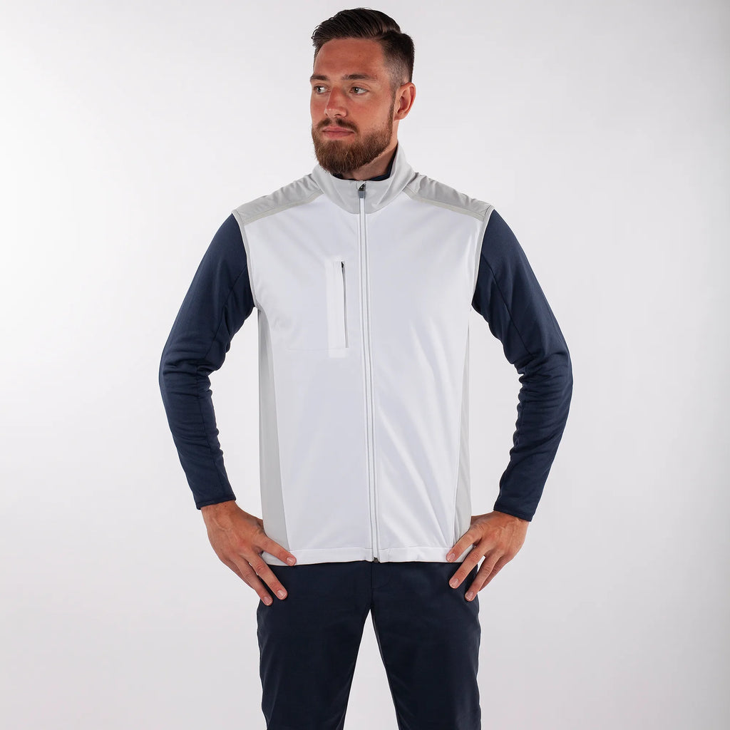 Lion is a Windproof and water repellent golf vest for Men in the color White base(1)