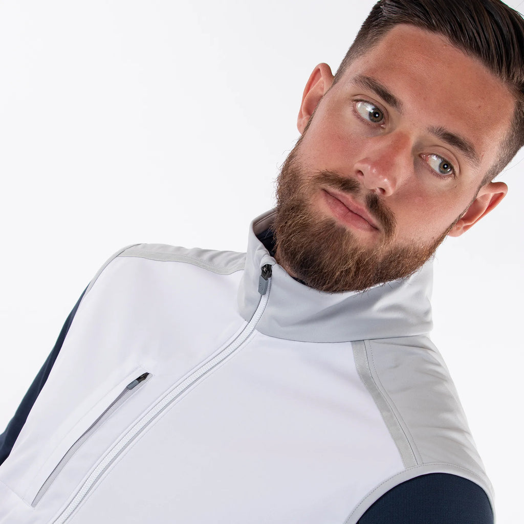 Lion is a Windproof and water repellent golf vest for Men in the color White base(5)