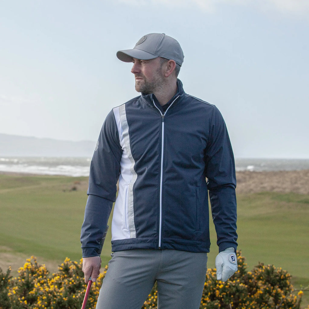 Lucien is a Windproof and water repellent golf jacket for Men in the color Navy/White/Cool Grey(11)