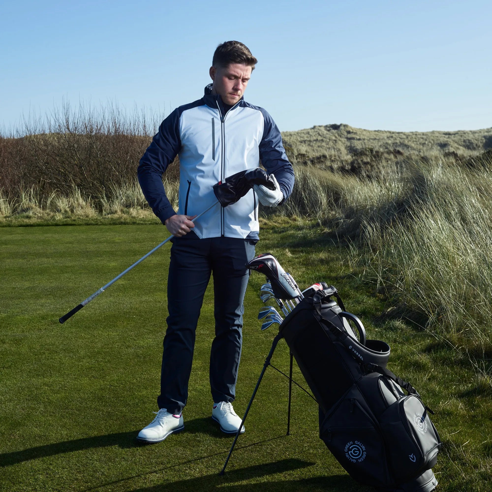 Lyle is a Windproof and water repellent golf jacket for Men in the color White(2)