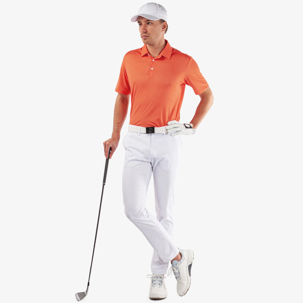 Mani is a Breathable short sleeve golf shirt for Men in the color Orange(2)