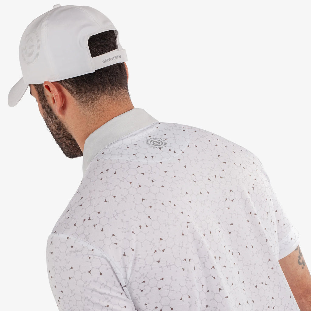 Mannix is a Breathable short sleeve golf shirt for Men in the color White/Cool Grey(5)