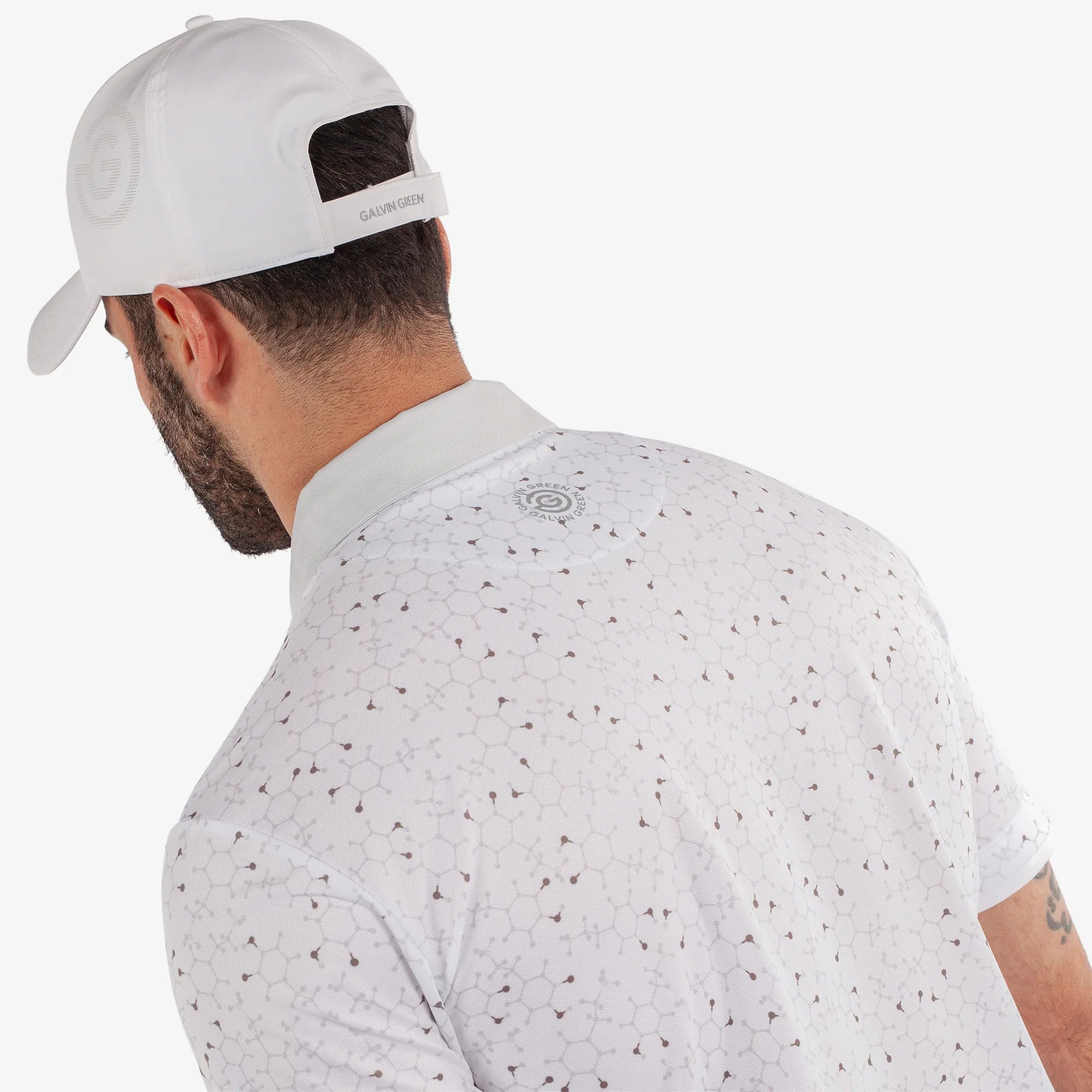 Mannix is a Breathable short sleeve golf shirt for Men in the color White/Cool Grey(5)