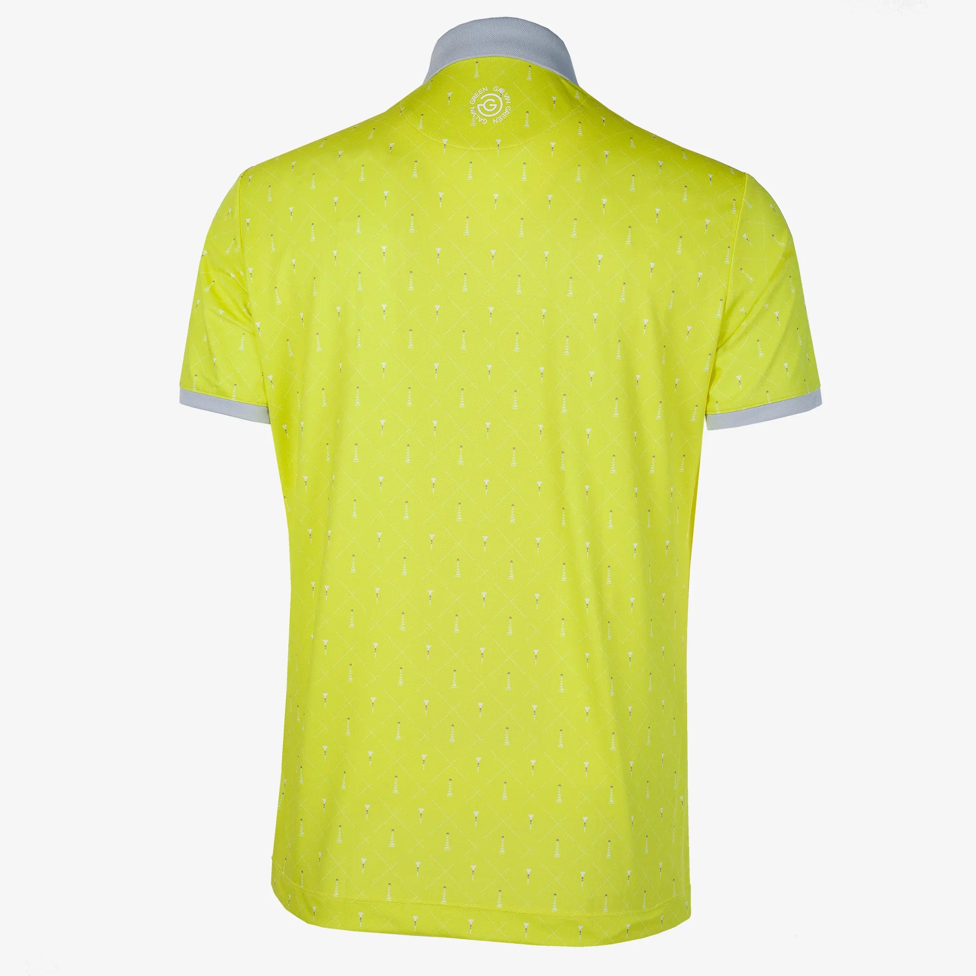 Manolo is a Breathable short sleeve golf shirt for Men in the color Sunny Lime/Cool Grey/White(8)