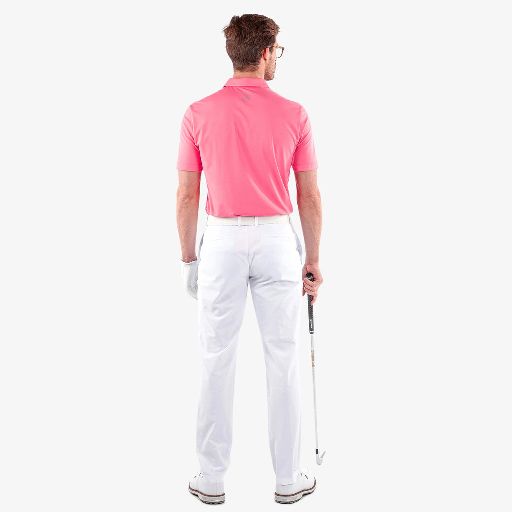 Marcelo is a Breathable short sleeve golf shirt for Men in the color Camelia Rose(6)