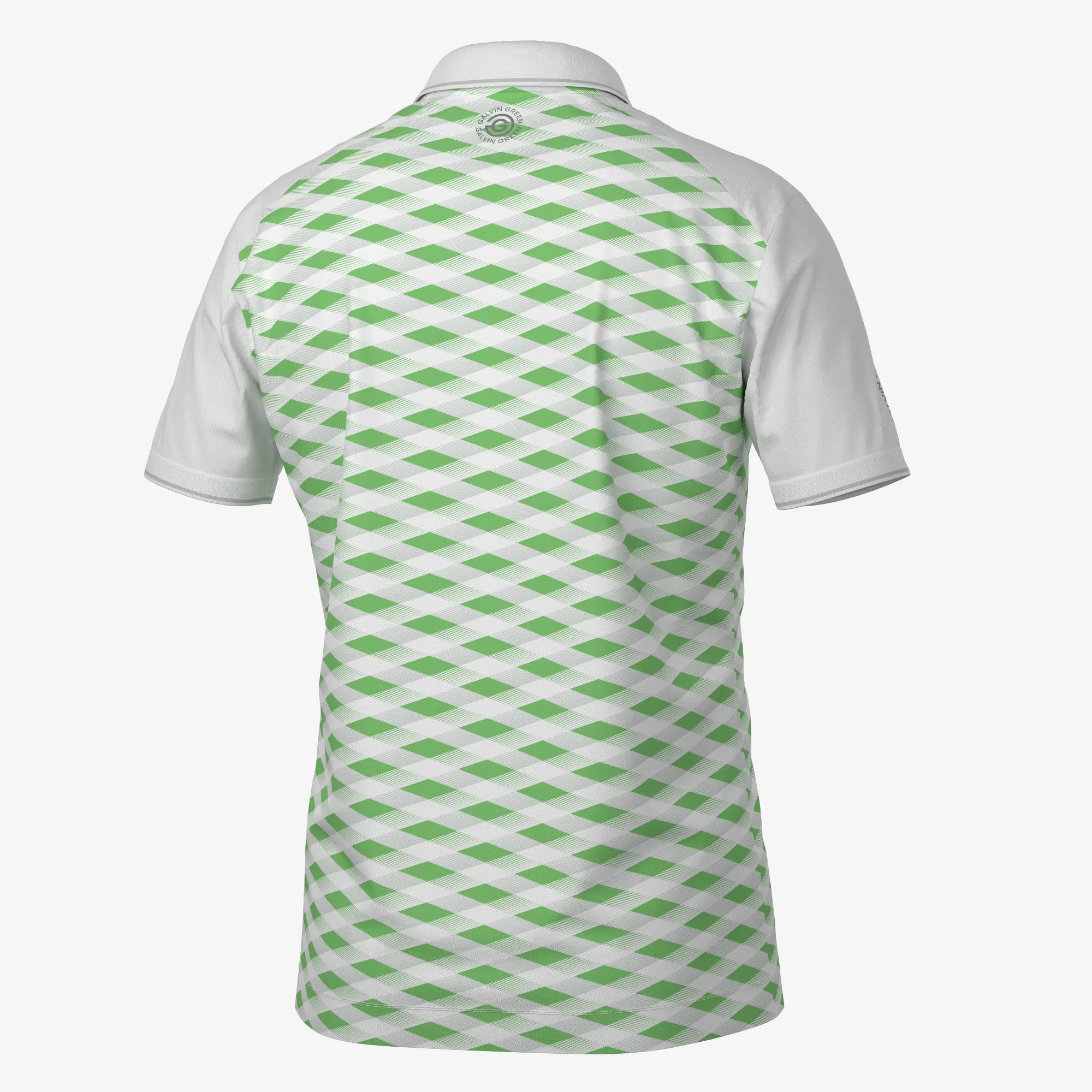 Marlon is a Breathable short sleeve golf shirt for Men in the color White/Fresh Green(7)