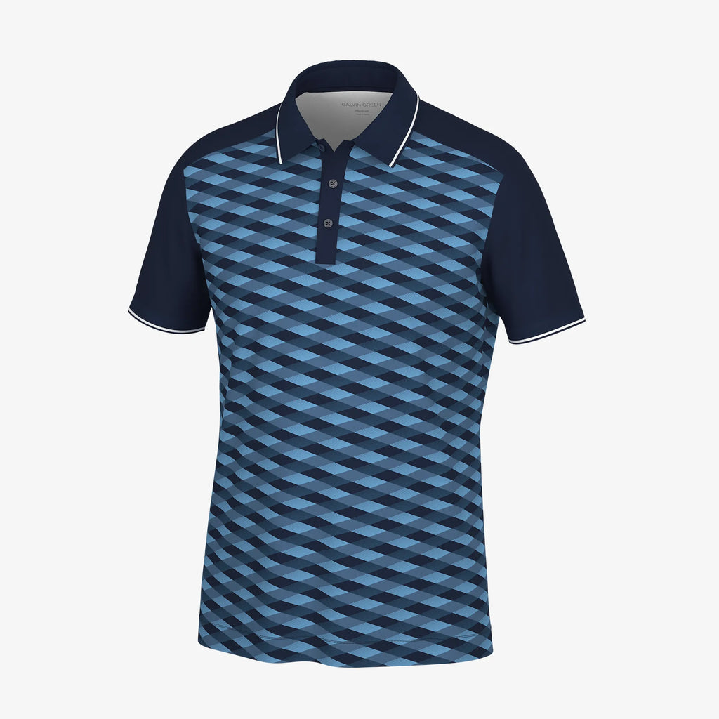 Marlon is a Breathable short sleeve golf shirt for Men in the color Navy/Moonlight Blue(0)