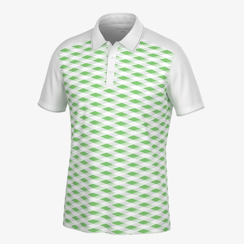 Marlon is a Breathable short sleeve golf shirt for Men in the color White/Fresh Green(0)