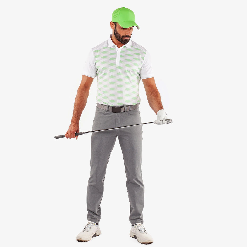 Marlon is a Breathable short sleeve golf shirt for Men in the color White/Fresh Green(2)