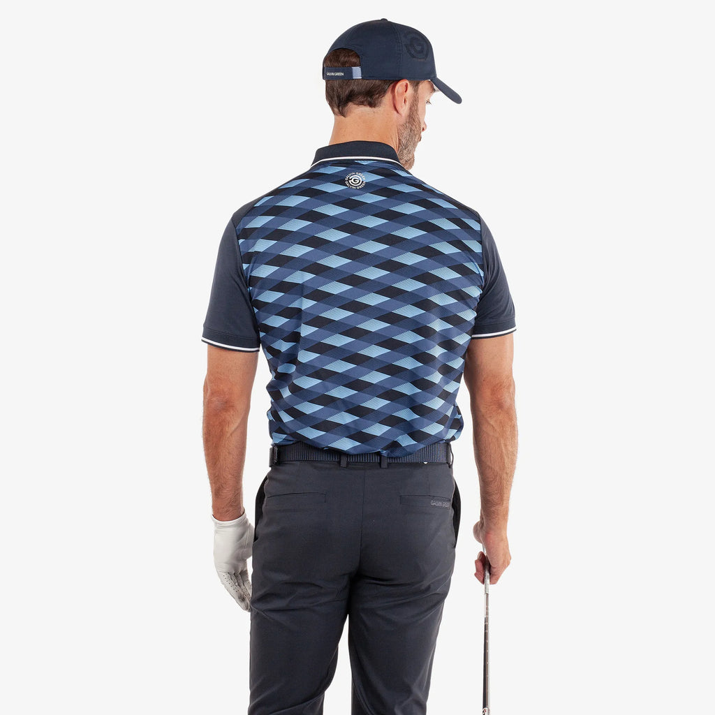 Marlon is a Breathable short sleeve golf shirt for Men in the color Navy/Moonlight Blue(4)