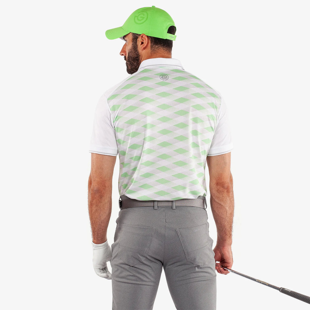 Marlon is a Breathable short sleeve golf shirt for Men in the color White/Fresh Green(4)