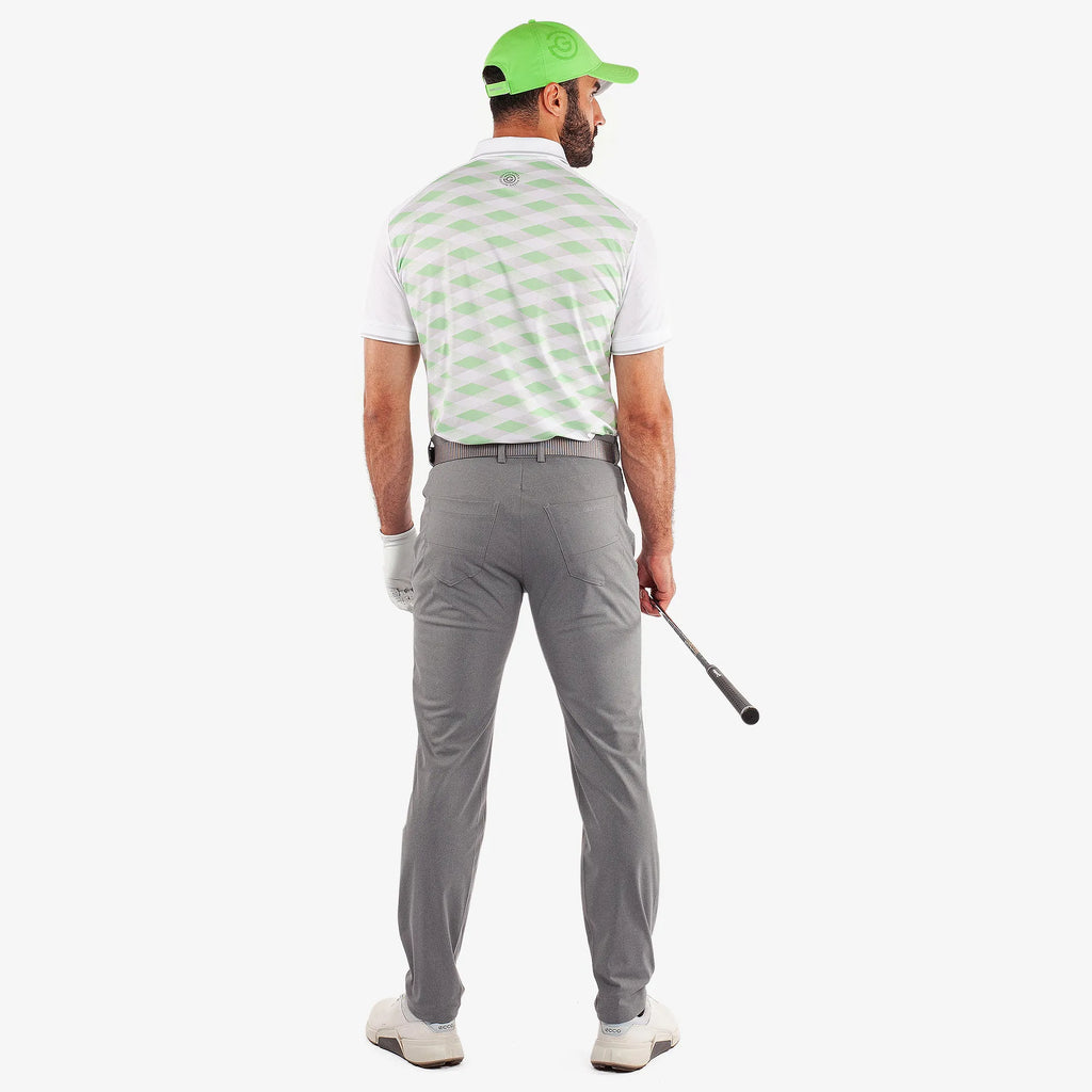 Marlon is a Breathable short sleeve golf shirt for Men in the color White/Fresh Green(6)