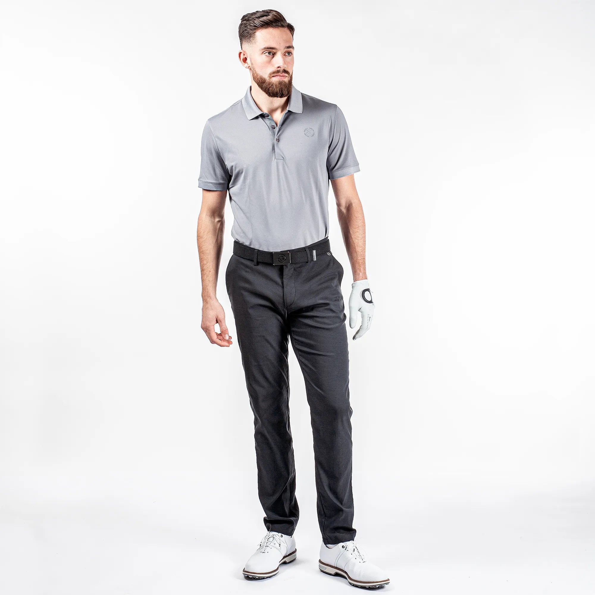 Max Tour is a Breathable short sleeve golf shirt for Men in the color Sharkskin(1)