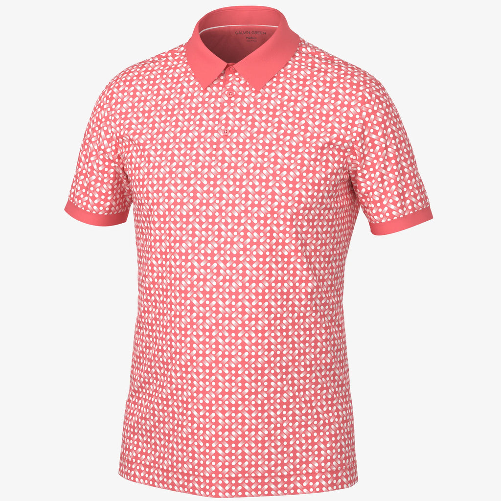 Melvin is a Breathable short sleeve golf shirt for Men in the color Coral/White (0)