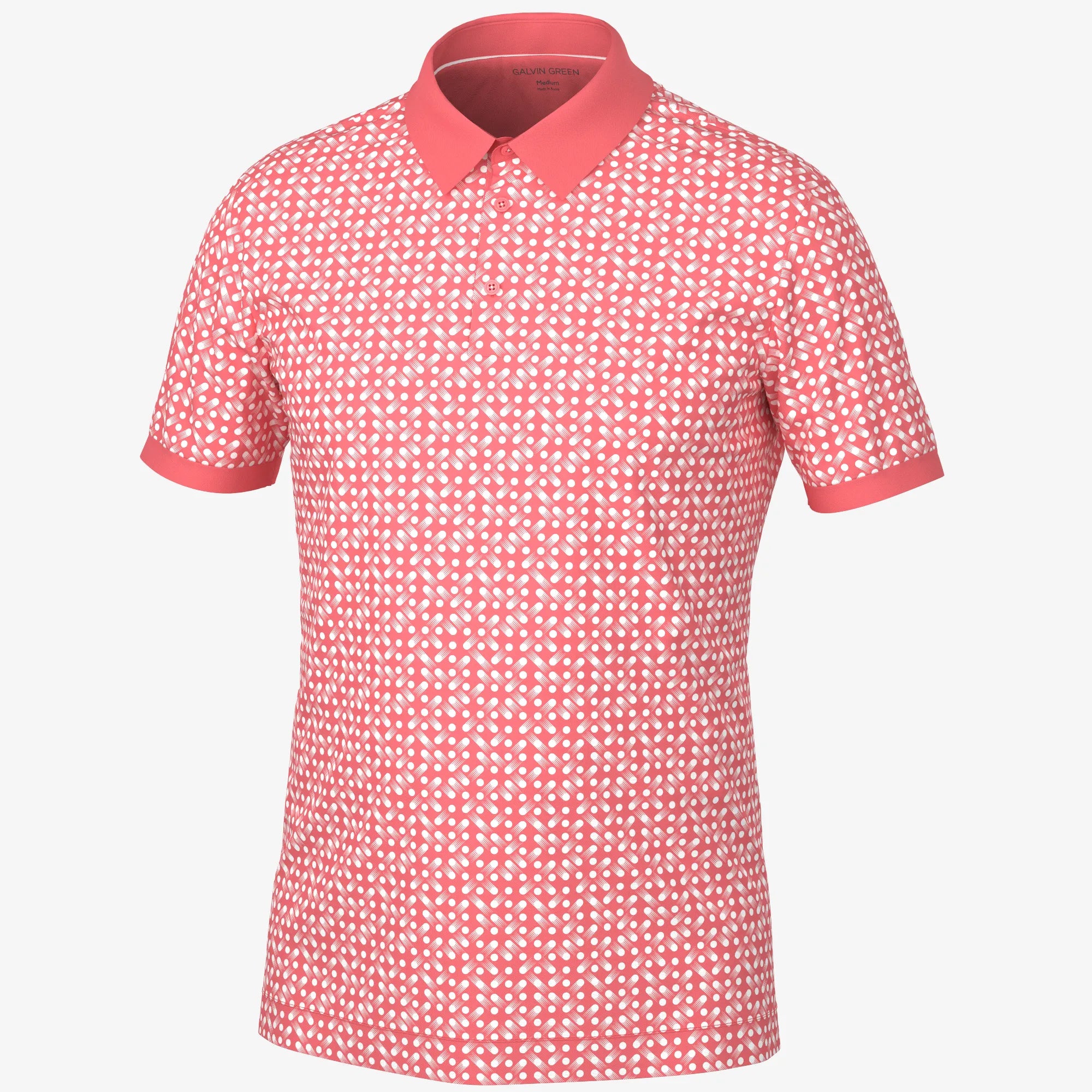 Melvin is a Breathable short sleeve golf shirt for Men in the color Coral/White (0)
