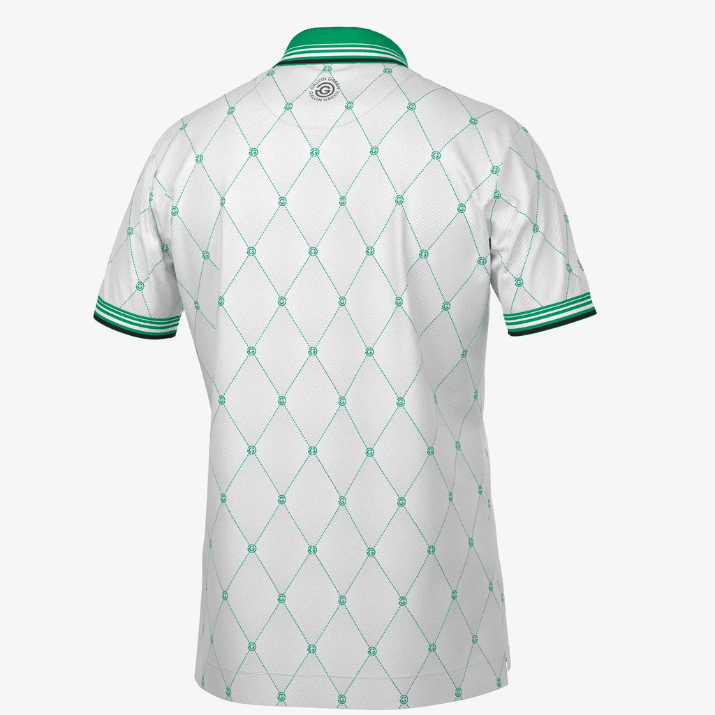 Miguel is a Breathable short sleeve golf shirt for Men in the color White/Golf Green(7)