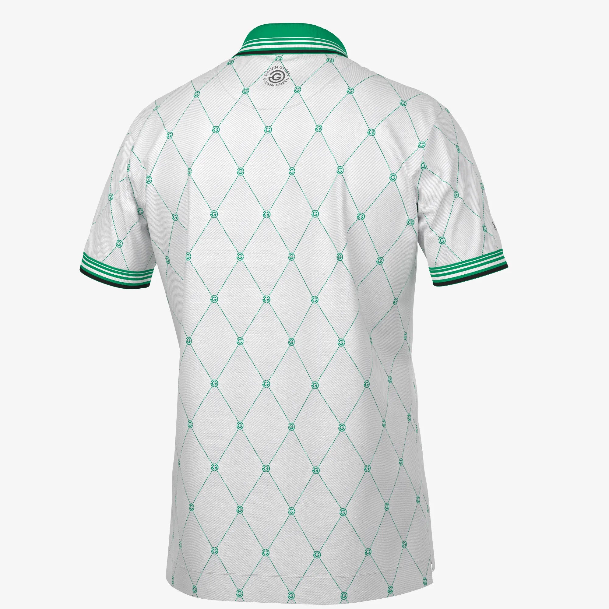 Miguel is a Breathable short sleeve golf shirt for Men in the color White/Golf Green(7)