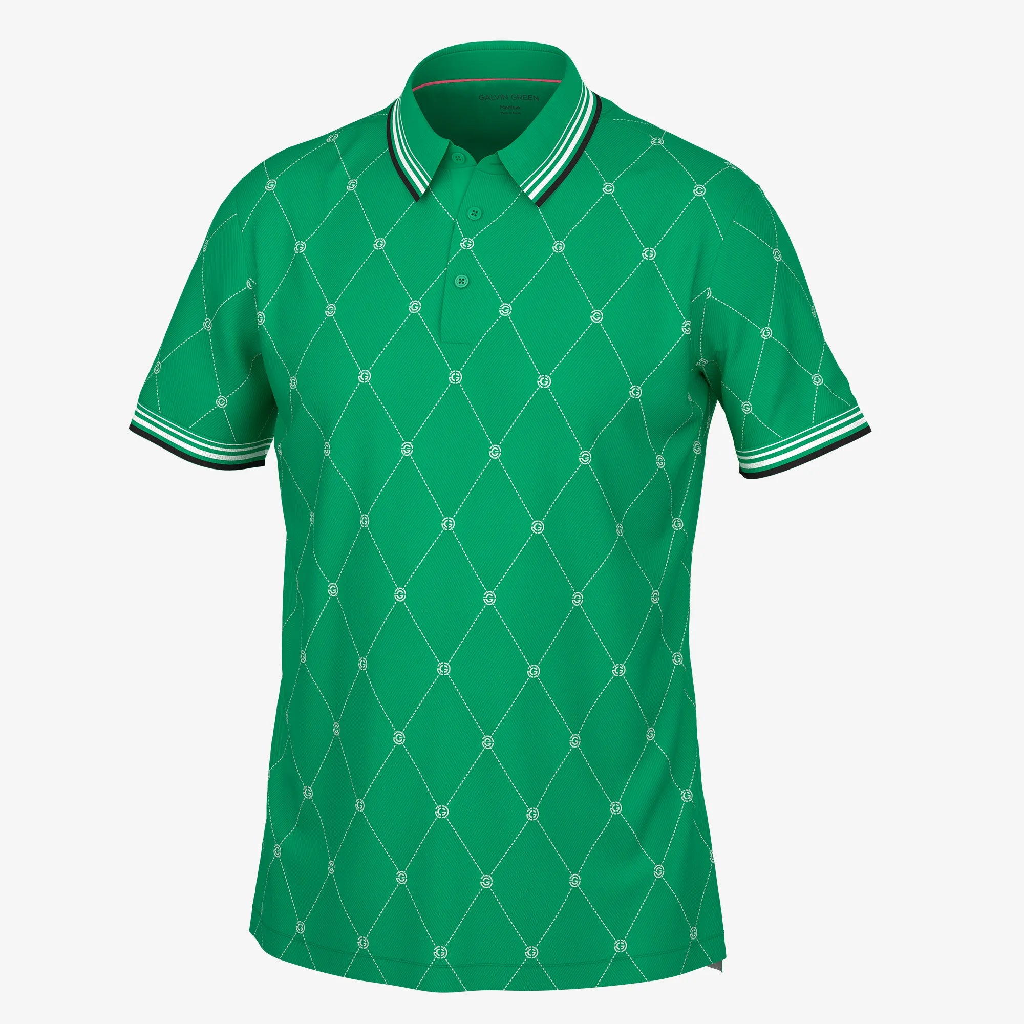 Miguel is a Breathable short sleeve golf shirt for Men in the color Golf Green/White(0)