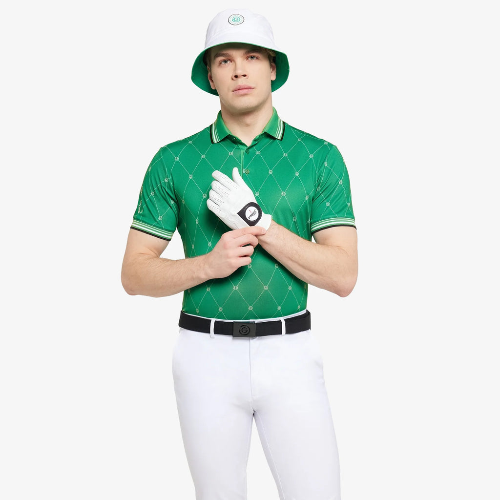 Miguel is a Breathable short sleeve golf shirt for Men in the color Golf Green/White(1)
