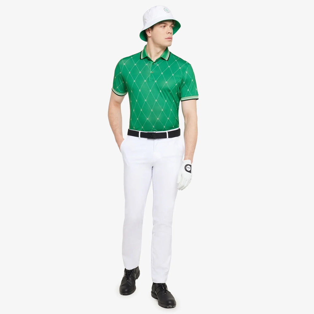 Miguel is a Breathable short sleeve golf shirt for Men in the color Golf Green/White(2)