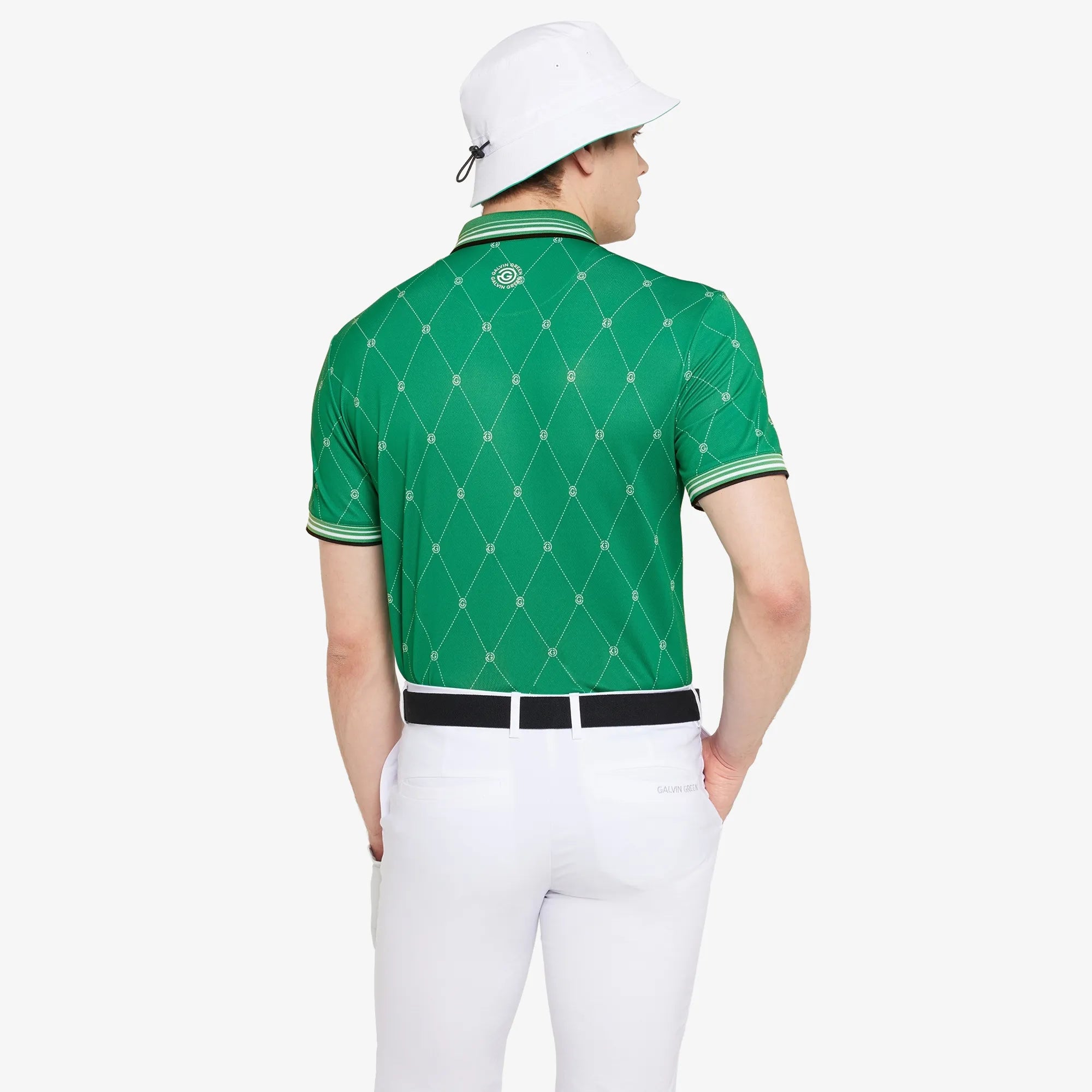 Miguel is a Breathable short sleeve golf shirt for Men in the color Golf Green/White(5)