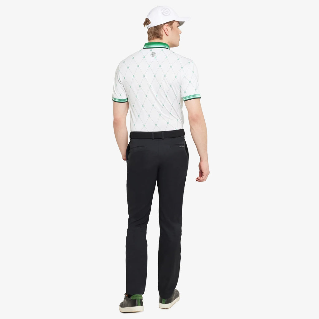 Miguel is a Breathable short sleeve golf shirt for Men in the color White/Golf Green(6)