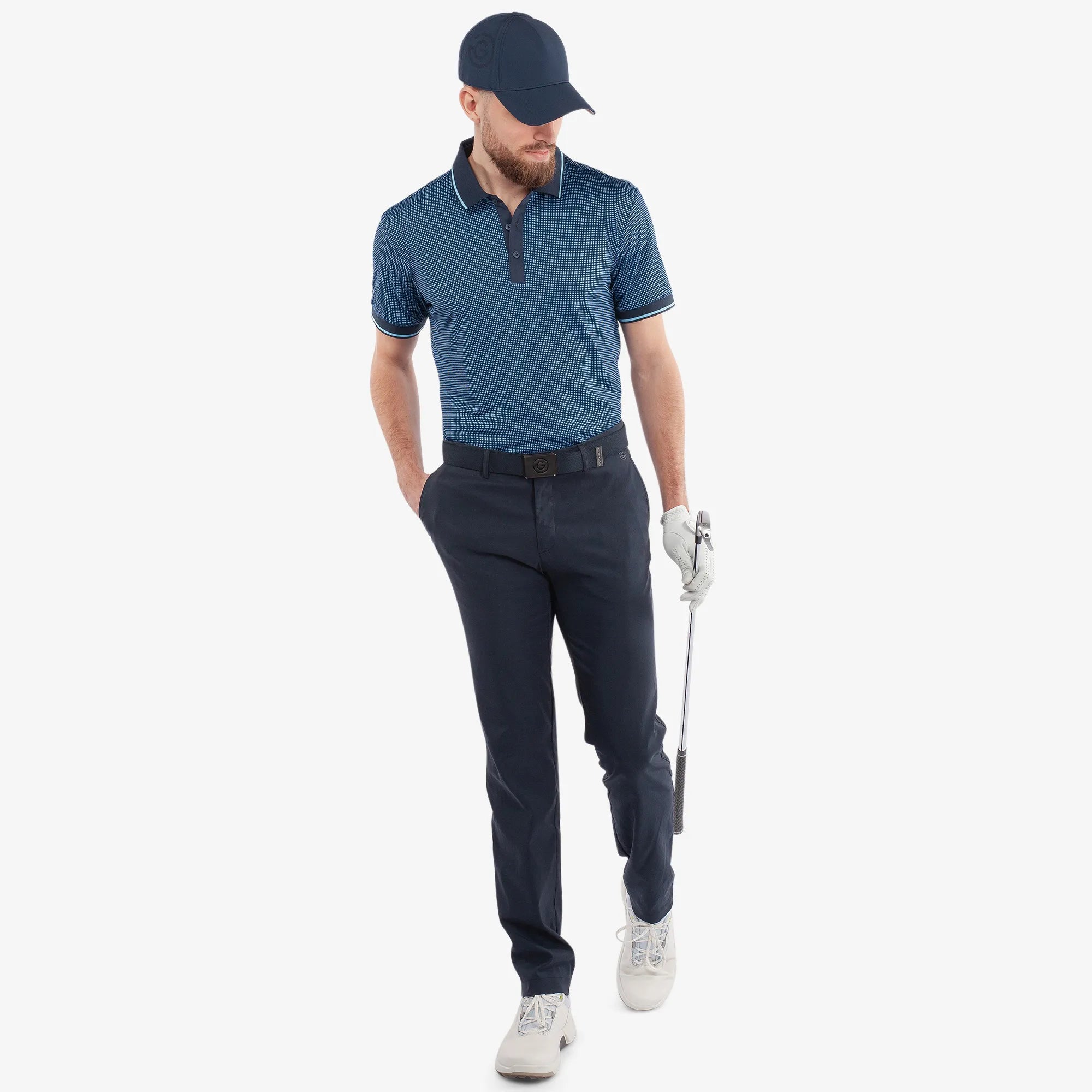 Miller is a Breathable short sleeve golf shirt for Men in the color Alaskan Blue/Navy(2)