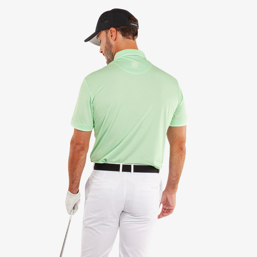 Miller is a Breathable short sleeve golf shirt for Men in the color White/Fresh Green(4)