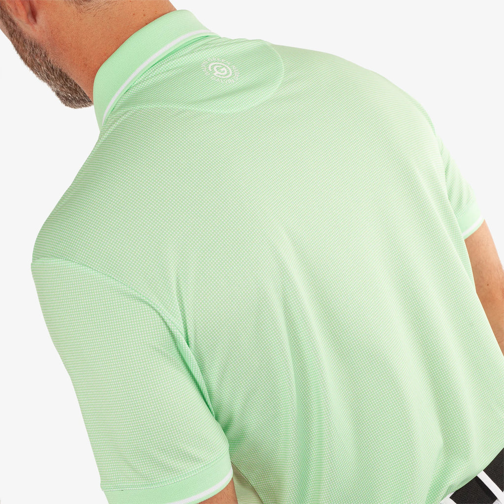 Miller is a Breathable short sleeve golf shirt for Men in the color White/Fresh Green(5)