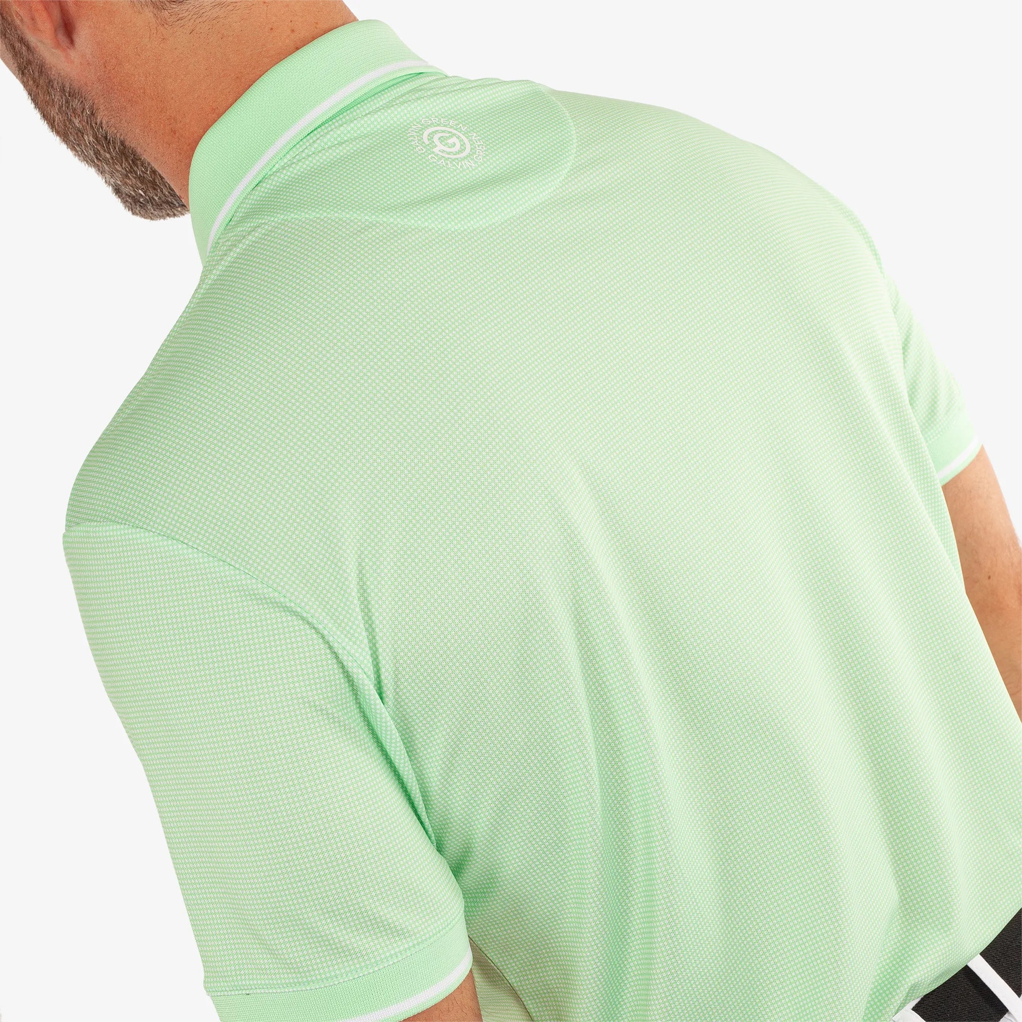 Miller is a Breathable short sleeve golf shirt for Men in the color White/Fresh Green(5)