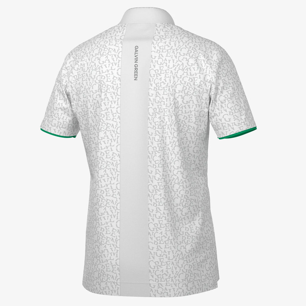 Milton is a Breathable short sleeve golf shirt for Men in the color White/Golf Green(7)
