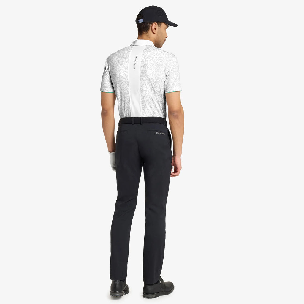 Milton is a Breathable short sleeve golf shirt for Men in the color White/Golf Green(6)