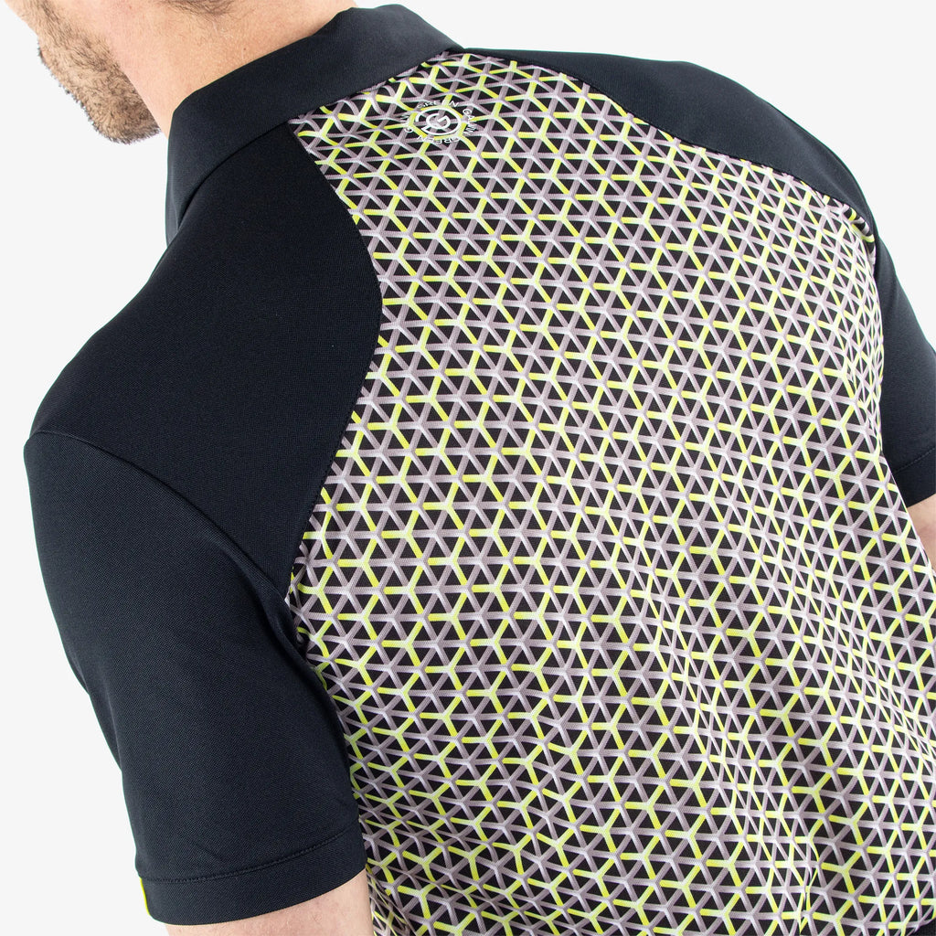 Mio is a Breathable short sleeve golf shirt for Men in the color Sunny Lime/Black(5)