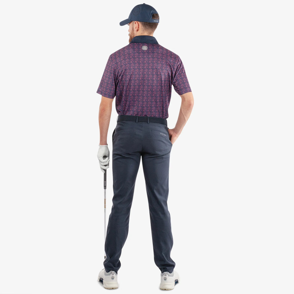 Miracle is a Breathable short sleeve golf shirt for Men in the color Camelia Rose/Navy(6)