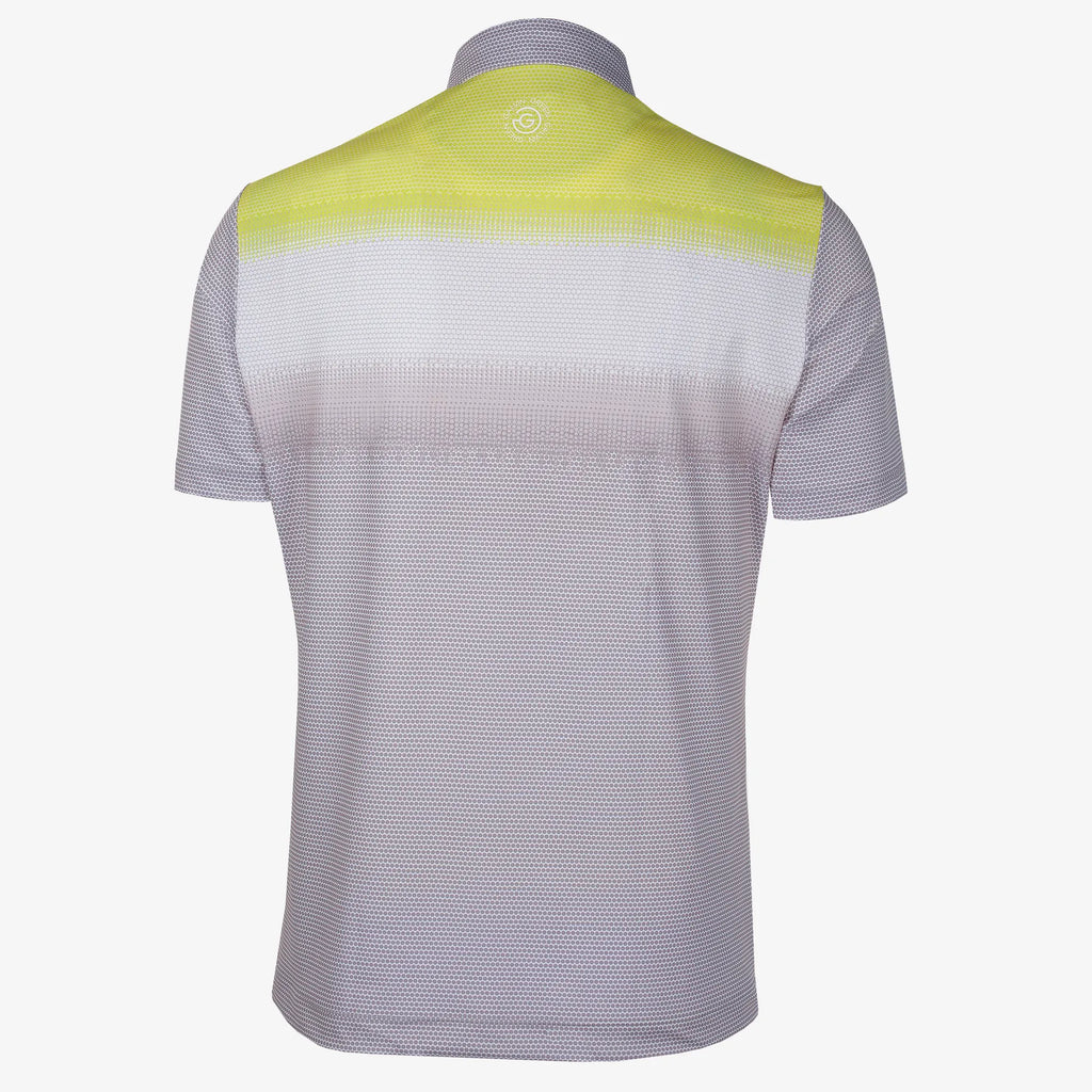 Mirca is a Breathable short sleeve golf shirt for Men in the color Cool Grey/White/Sunny Lime(8)
