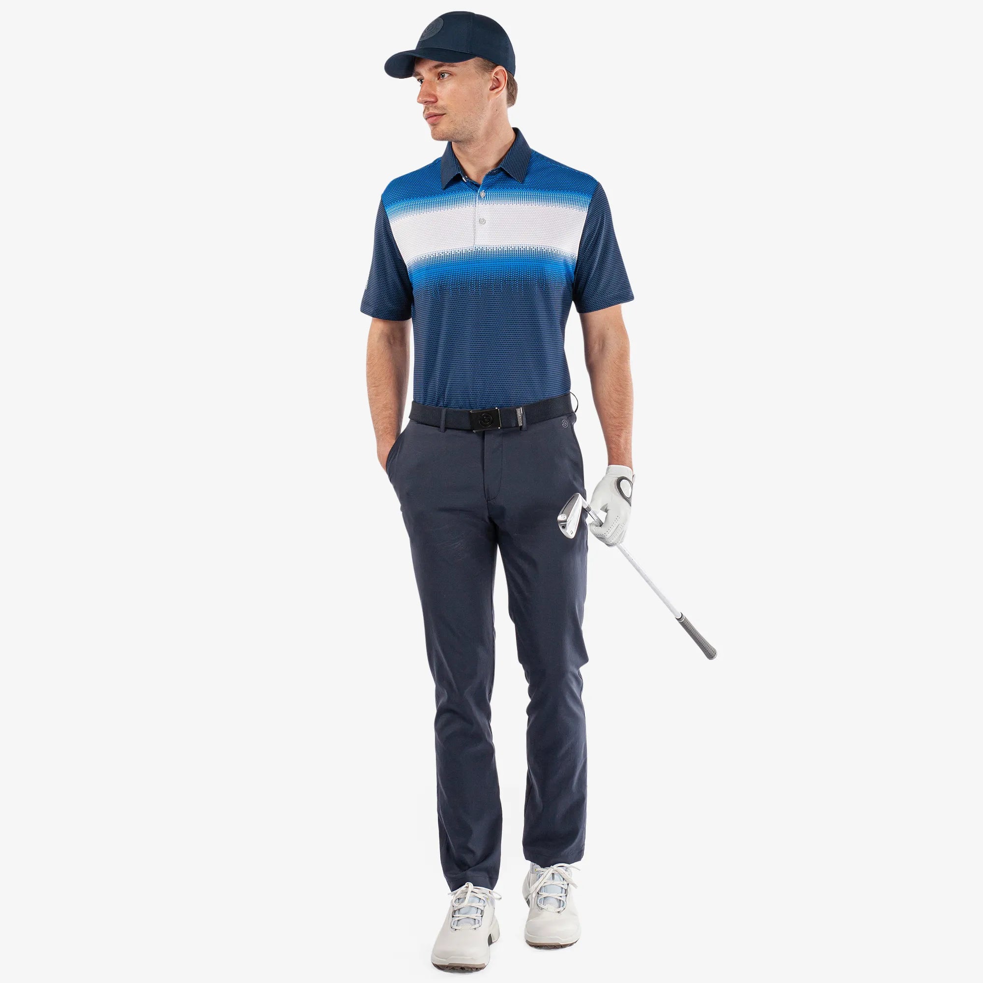 Mirca is a Breathable short sleeve golf shirt for Men in the color Navy/White/Blue (2)