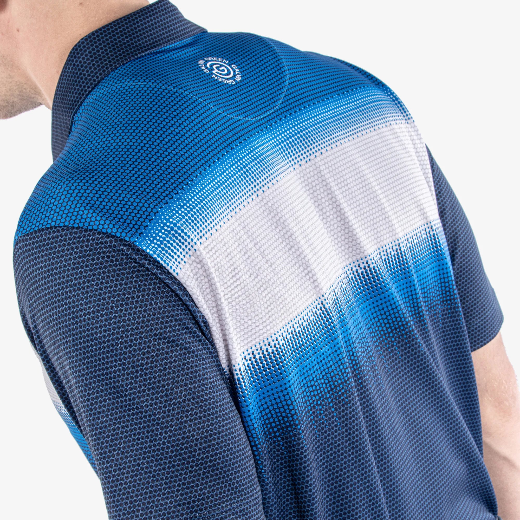 Mirca is a Breathable short sleeve golf shirt for Men in the color Navy/White/Blue (6)