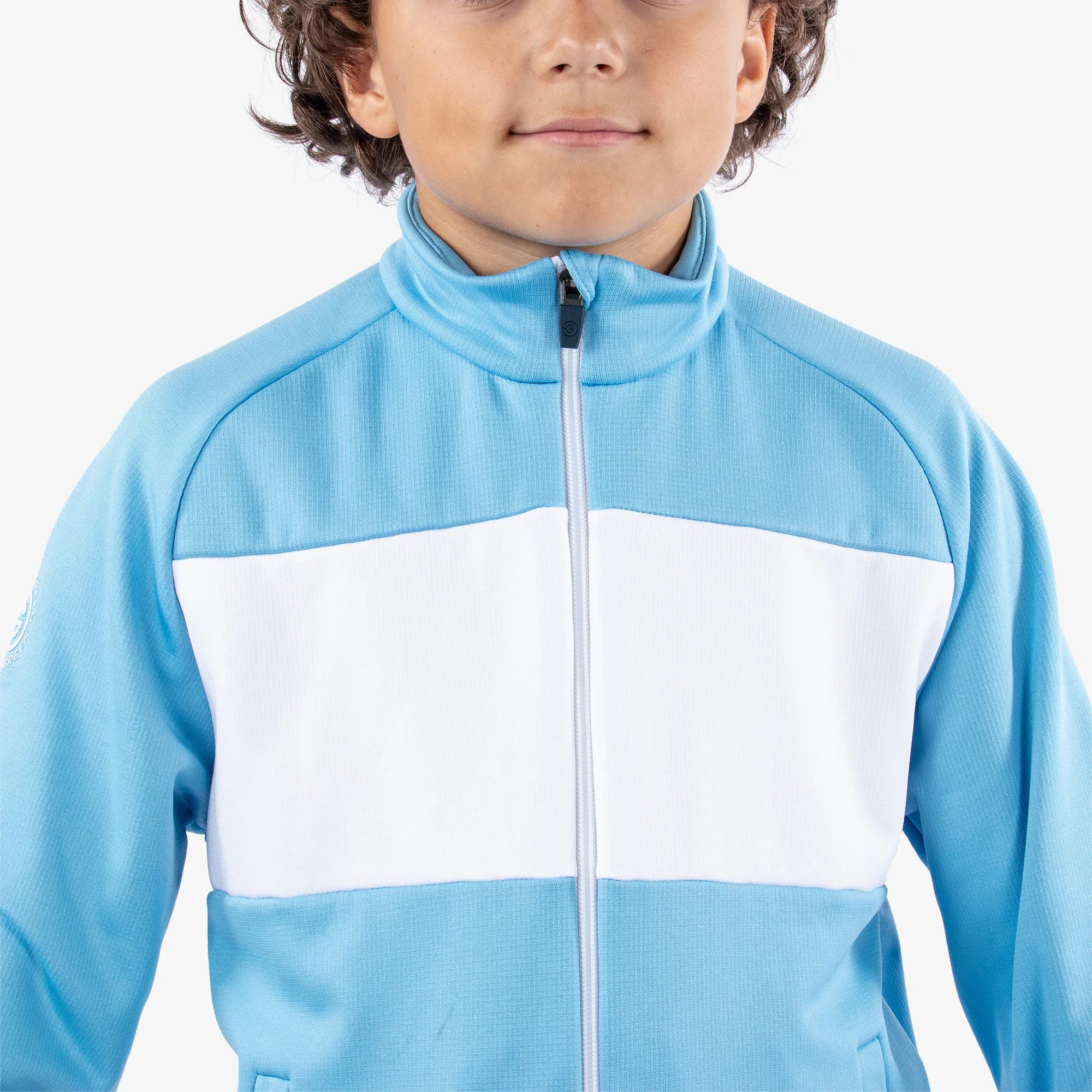 Rex is a Insulating golf mid layer for Juniors in the color Alaskan Blue/White(5)